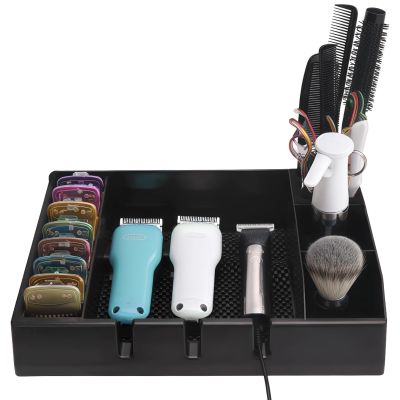Chewtoyo Organizer for Hair Clippers, Multifunctional Barber Tools Tray, Best for Storing Scissors, Combs, and More, Non-Slip Abs Plastic Construction