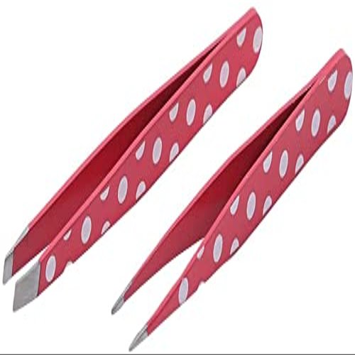 2 pcs Tilting Tweezers Eyebrow Hair Finishing Tools Stainless Steel Dot Printing Hair Removal Tool Clip
