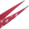 2 pcs Tilting Tweezers Eyebrow Hair Finishing Tools Stainless Steel Dot Printing Hair Removal Tool Clip view 3