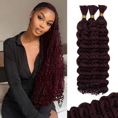 10 Inch Deep Wave Human Braiding Hair for Boho Braids  120g 3 Bundles/Pack 99J Burgundy 100% Unprocessed 12A Brazilian Virgin Human Hair Bulk, No Weft, Wet & Wavy Curly Extensions