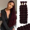 10 Inch Deep Wave Human Braiding Hair for Boho Braids  120g 3 Bundles/Pack 99J Burgundy 100% Unprocessed 12A Brazilian Virgin Human Hair Bulk, No Weft, Wet & Wavy Curly Extensions view 1