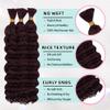 10 Inch Deep Wave Human Braiding Hair for Boho Braids  120g 3 Bundles/Pack 99J Burgundy 100% Unprocessed 12A Brazilian Virgin Human Hair Bulk, No Weft, Wet & Wavy Curly Extensions view 4