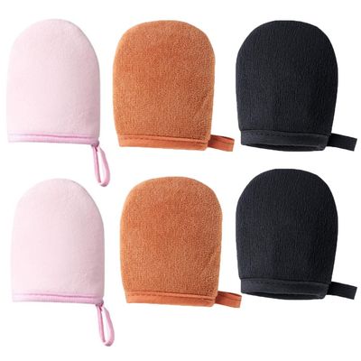 NentMent 6 Pack Self Tanning Mitt Applicator WITHOUT Thumb Portable Compact Microfibre Self Tanner Mitt Finger Tanning Gloves for Self Tanner Mousse Sunless Self Tanning Foam Lotion Application