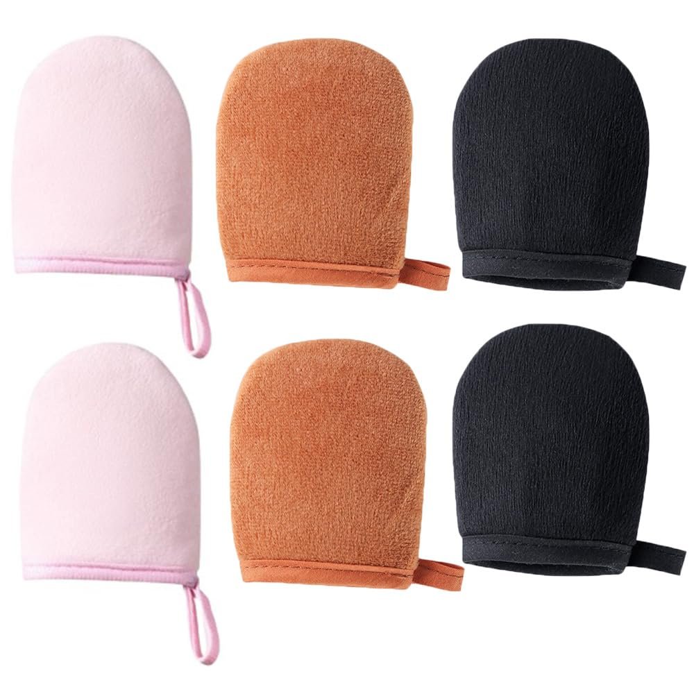NentMent 6 Pack Self Tanning Mitt Applicator WITHOUT Thumb Portable Compact Microfibre Self Tanner Mitt Finger Tanning Gloves for Self Tanner Mousse Sunless Self Tanning Foam Lotion Application