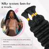 26 Inch Deep Wave Human Braiding Hair for Boho Braids  120g 3 Bundles/Pack Natural Black 100% Unprocessed 12A Brazilian Virgin Human Hair Bulk, No Weft, Wet & Wavy Curly Extensions view 3