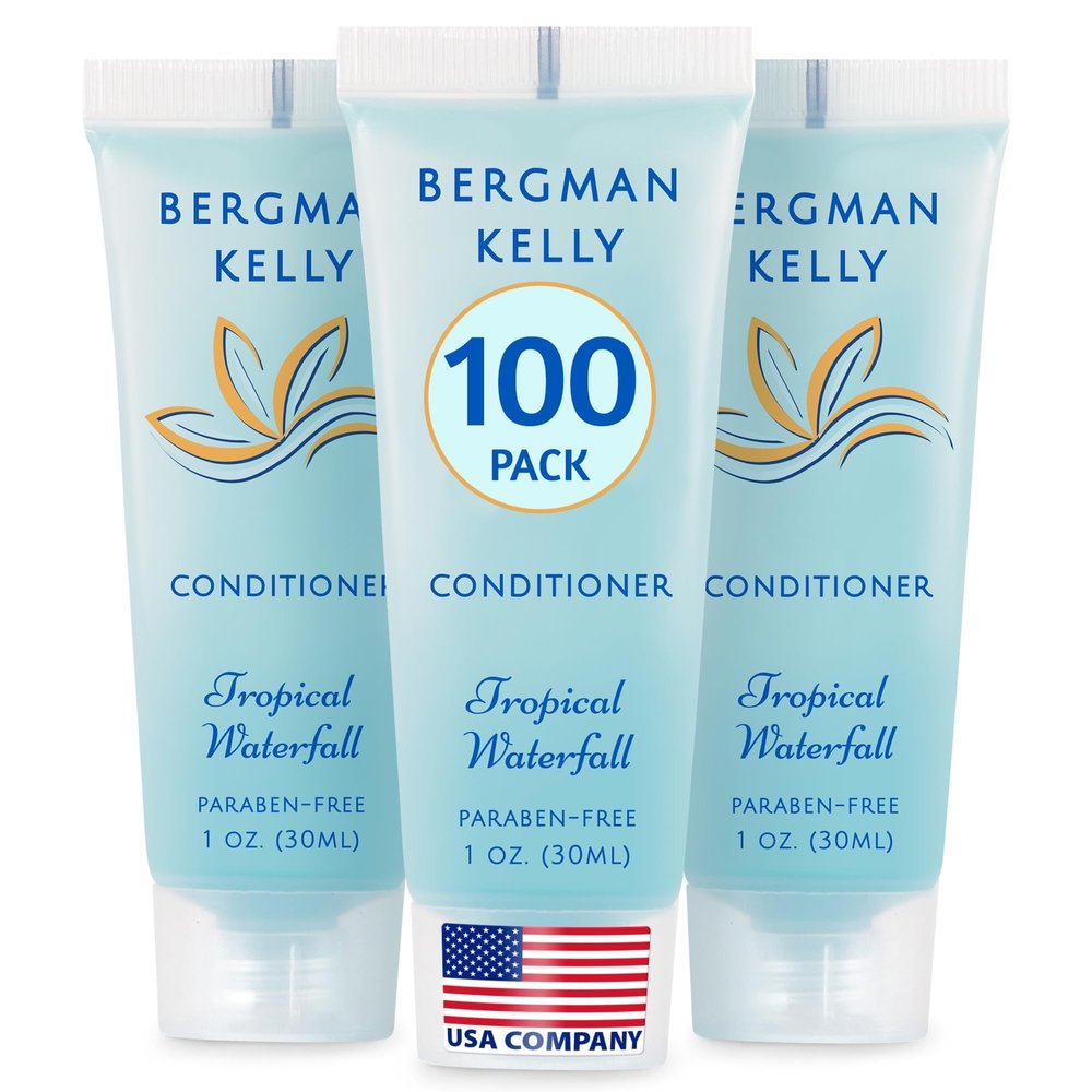 BERGMAN KELLY - Hotel Conditioner - 1 fl oz, 100 PK, Tropical Waterfall - Delight Your Guests with Invigorating and Refreshing Hotel Size Conditioner - Small Size Travel Amenities in Bulk
