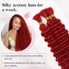 10 Inch Deep Wave Human Braiding Hair for Boho Braids  120g 3 Bundles/Pack Red 100% Unprocessed 12A Brazilian Virgin Human Hair Bulk, No Weft, Wet & Wavy Curly Extensions view 3