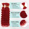10 Inch Deep Wave Human Braiding Hair for Boho Braids  120g 3 Bundles/Pack Red 100% Unprocessed 12A Brazilian Virgin Human Hair Bulk, No Weft, Wet & Wavy Curly Extensions view 4