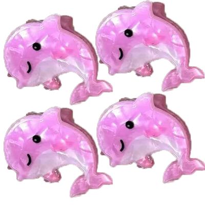 4PCS Pink Dolphin Claw Clips,Dolphin Hair Clips,Animal Shape Hair Claw Clips, Acetate Hair Clips for Girls,Small Hair Barrettes for Women (Pink Dolphin)