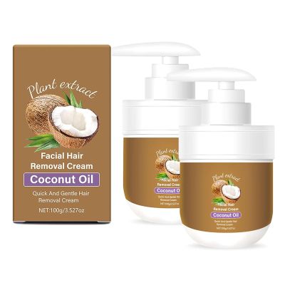 Coconut Oil Facial Hair Removal Cream, Face Hair Removal Cream for Women, Facial Depilatory Creams, Coconut Oil Based Gentle Body HairRemover Creams for Smooth Skin (2)