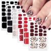 6 Pieces of Summer toenail Stickers French Diamond toenails Gradient self-Adhesive Full Stickers Ladies Flash Black and red toenails Design with Nail File view 1
