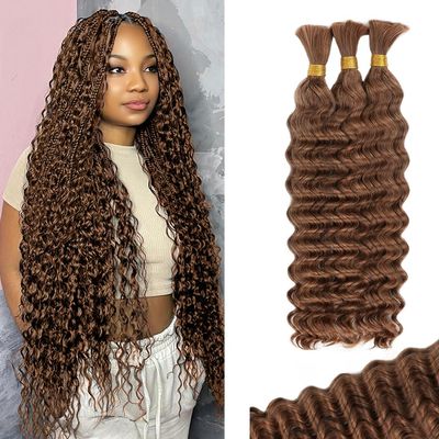 10 Inch Deep Wave Human Braiding Hair for Boho Braids  120g 3 Bundles/Pack Auburn Ginger 100% Unprocessed 12A Brazilian Virgin Human Hair Bulk, No Weft, Wet & Wavy Curly Extensions