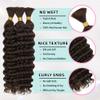 10 Inch Deep Wave Human Braiding Hair for Boho Braids  50g 1 Bundles/Pack Chocolate Brown 100% Unprocessed 12A Brazilian Virgin Human Hair Bulk, No Weft, Wet & Wavy Curly Extensions view 4
