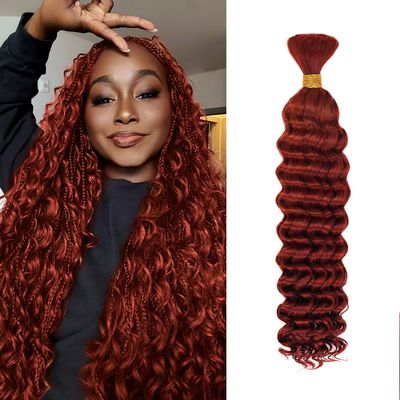 10 Inch Deep Wave Human Braiding Hair for Boho Braids  50g 1 Bundles/Pack Copper 350# 100% Unprocessed 12A Brazilian Virgin Human Hair Bulk, No Weft, Wet & Wavy Curly Extensions