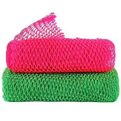 2Pcs African Net Sponge 12x30 Labor-Saving Long Widen African Net Cloth Portable Mesh Foldable Exfoliating Washcloth for Men and Women