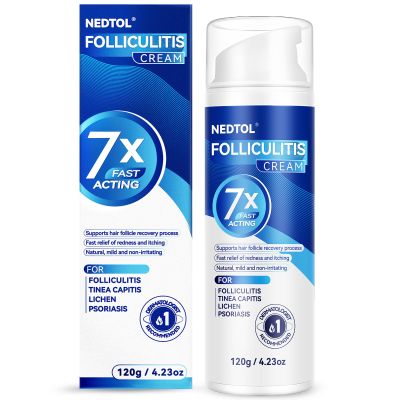 Nedtol Folliculitis Treatment Cream, 7X Fast-Acting Antibacterial Ointment for Scalp, Face & Body, Relieves Itching, Redness & Bumps, Intensive Skin Therapy 120g
