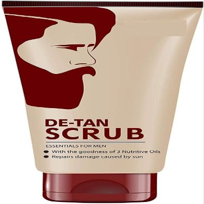 De-Tan Scrub for Men, Skin Brightening Face Scrub with 3 Nutritive Oils, Sun Damage Repair, 100g