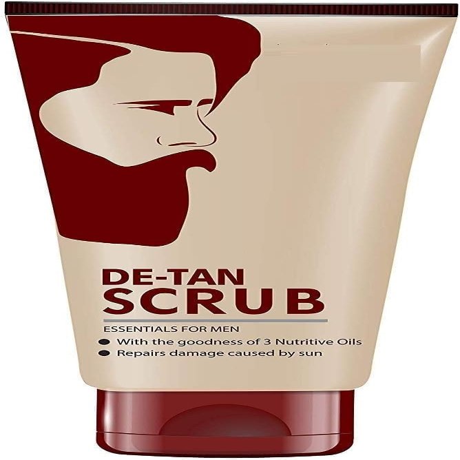 De-Tan Scrub for Men, Skin Brightening Face Scrub with 3 Nutritive Oils, Sun Damage Repair, 100g