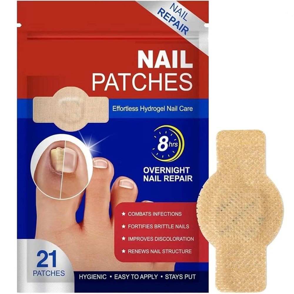 Nail Patches 21 PCS Toenail Treatment Extra Strength 8-Hour Overnight Nail Fast Acting Repair Effortless Hydrogel Nail Care and Repair for Damaged Nails Overnight Renewal