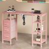 WODRAWER Nail Desk for Nail Tech w/Electric Dust Collector, Manicure Table w/3 Storage Drawers & 3 Open Shelves for Beauty Salon Tech Station view 3