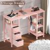 WODRAWER Nail Desk for Nail Tech w/Electric Dust Collector, Manicure Table w/3 Storage Drawers & 3 Open Shelves for Beauty Salon Tech Station view 4
