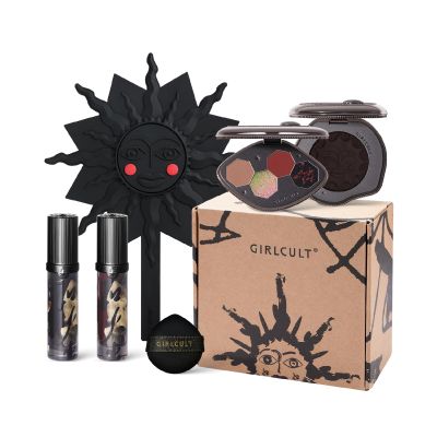 GIRLCULT 5-in-1 Makeup Gift Set  Playful All-in-One Makeup Kit with Eyeshadow Quad, Cream Blush, Matte Lip Stains & Hand Mirror, Pigmented & Blendable, Valentines Day & Holiday Beauty Gift