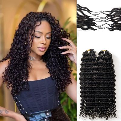 100% Human Hair Knotless Pre-Separated Crochet Hair Extensions Ocean Wave Feather Hair Water Wave Feather Line Hair Extensions Natural Color 16Inch 120g