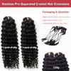 100% Human Hair Knotless Pre-Separated Crochet Hair Extensions Ocean Wave Feather Hair Water Wave Feather Line Hair Extensions Natural Color 16Inch 120g view 3