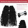 100% Human Hair Knotless Pre-Separated Crochet Hair Extensions with Spiral End Feather Hair Water Curly Feather Line Hair Extensions Natural Color 22Inch 120g view 3