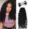 100% Human Hair Knotless Pre-Separated Crochet Hair Extensions with Spiral End Feather Hair Water Curly Feather Line Hair Extensions Natural Color 22Inch 240g view 1