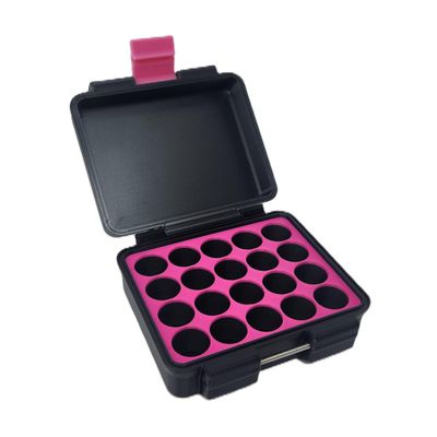 3D Printed - 3ml Vial Storage Case - Freezer Safe Hard Shell Peptide Case for Home, Fridge, Travel (Black/Pink, 20 3ml Vials)