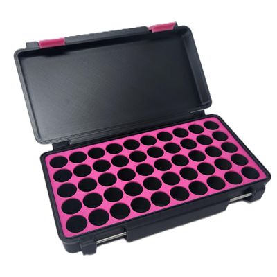 3D Printed - 3ml Vial Storage Case - Freezer Safe Hard Shell Peptide Case for Home, Fridge, Travel (Black/Pink, 50 3ml Vials)