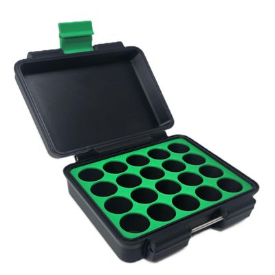 3D Printed - 3ml Vial Storage Case - Freezer Safe Hard Shell Peptide Case for Home, Fridge, Travel (Black/Green, 20 3ml Vials)