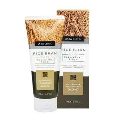 3W Clinic Rice Bran Facial Cleansing Foam, Deep Cleansing Formula, 180ml/Korea-Beauty/Korea Made