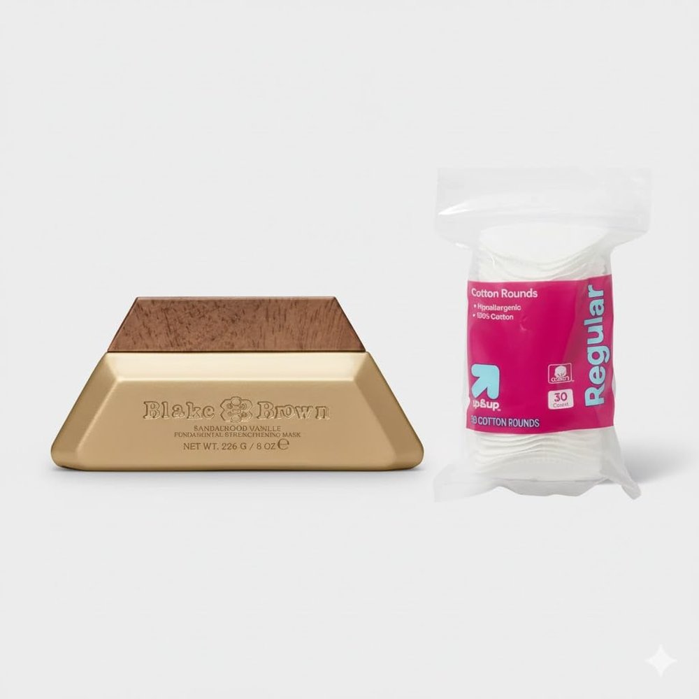 Blake Brownn Strengthening Hair Mask - Sandalwood Vanille, Warm Vanilla Scent, 8 oz + Make up Remover Pads Included