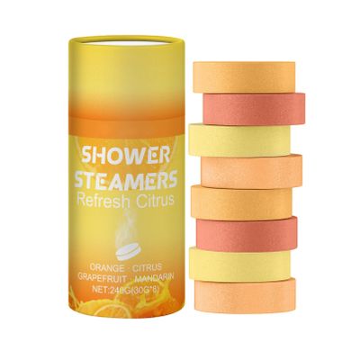 Aislor 8Pcs Citrus Scented Shower Steamers Aromatherapy Gifts for Relaxation Refreshing Spa Tablets with Gentle Cleaning for Women and Men