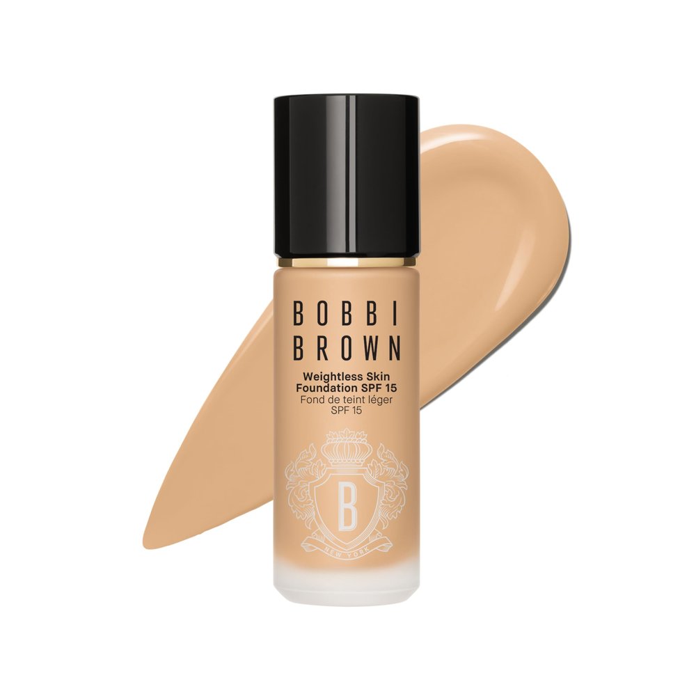 Bobbi Brown Weightless Skin Foundation SPF 15 | Oil-Controlling, 24-Hour Hydrating Foundation, Medium Coverage| Natural Matte Finish, 1 Fl Oz, Natural Tan
