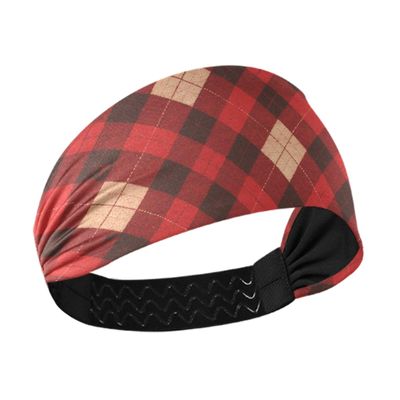 Amooorous Red and Black Checkerboard no slip baseball headband Elastic head sweat bands for women for tennis Volleyball Running vinchas para el cabello de mujer
