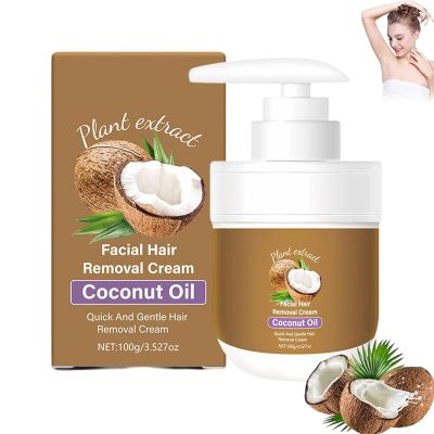 Coconut Oil Facial Hair Removal Cream, Plant Extract Coconut Oil Hair Removal Cream for Women, Gentle Body Remover Creams Cream for All Skin (1PCS)