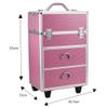 4 Tier Rolling Make Up Train Cases,Aluminum Cosmetic Makeup Case Tattoo Box,Lockable Cosmetic Train Case,Cosmetology Display Suitcase,with Extendable Trays,for Nail Tech Hairstylist Barber (Pink) view 2