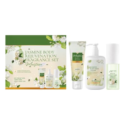 Aislor 3Pcs Jasmine Scented Body Care Gift Set Includes 100g Body Wash 150ml Body Lotion 90ml Perfume Moisturizing Hydrating Gentle Skin Care