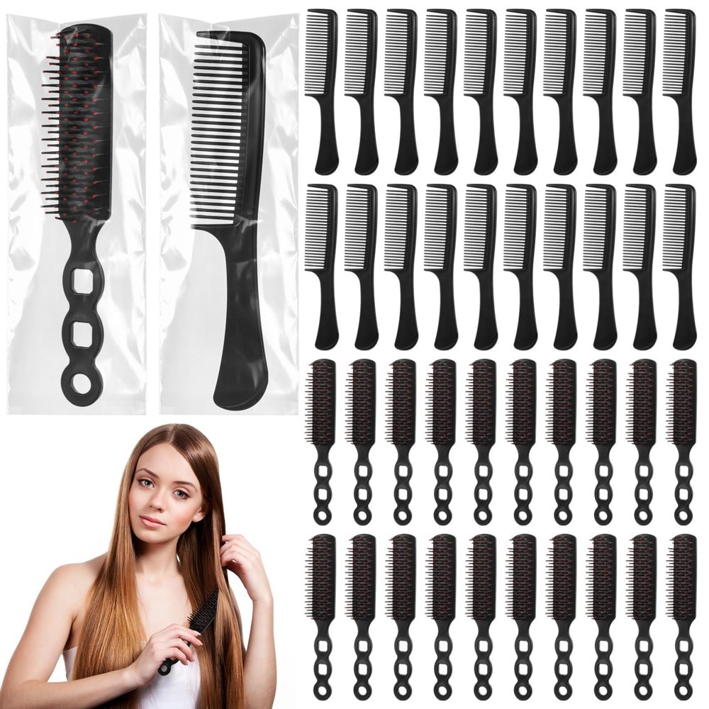 48-Piece Detangling Hair Brush And Comb Set, Individually Wrapped For Curly, Thick Hair
