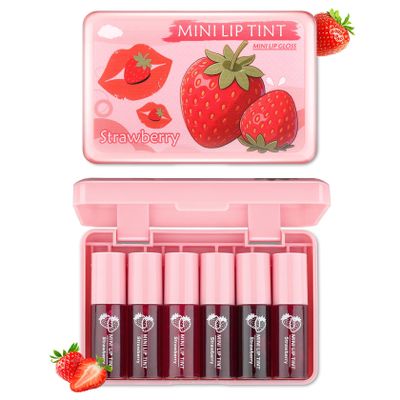 AWCCXMYM 6 Colors Lip Tint Stain Mini Liquid Lip Stain Long Lasting Waterproof Lip Gloss Set Non-sticky Red Lipstick with Lip Color Makeup