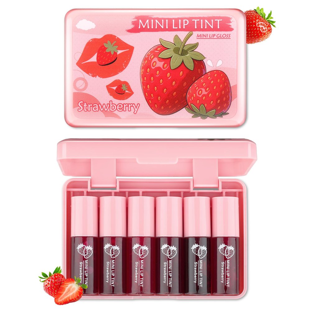 AWCCXMYM 6 Colors Lip Tint Stain Mini Liquid Lip Stain Long Lasting Waterproof Lip Gloss Set Non-sticky Red Lipstick with Lip Color Makeup