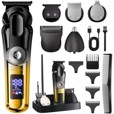 BEAUTYCARE Beard Trimmer for Men - Professional Hair Clippers Zero Gapped T-Blade,Waterproof Cordless Rechargeable Electric Shaver Men's Grooming Kit for Fading & Nose Hair Trimmer, Grooming at Home