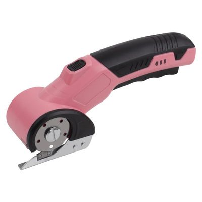 Cordless electric scissors, rechargeable rotating cardboard knife, LED light, ergonomic handle, suitable for cutting fabrics, leather, cardboard and carpets (Pink tool packaging (1500mAh))