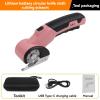 Cordless electric scissors, rechargeable rotating cardboard knife, LED light, ergonomic handle, suitable for cutting fabrics, leather, cardboard and carpets (Pink tool packaging (1500mAh)) view 2