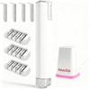 KmaxShip 2-in-1 Dermaplaning Tool Ultra+ for Women Face, Facial Hair Remover with 4 Microsmooth Exfoliation Tips & 12 Dermaplaning Blades, Peach Fuzz Remover Razor & Face Exfoliator view 1