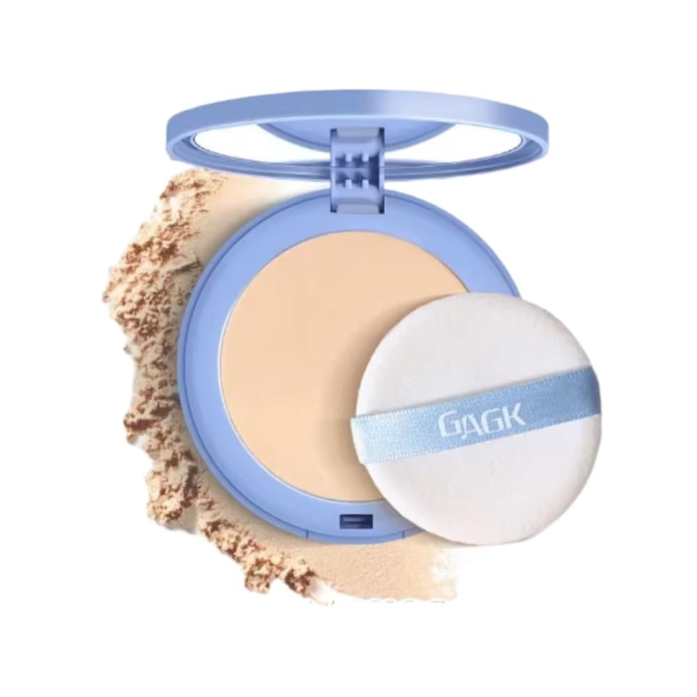 GAGK Professional Face Setting Pressed Powder, Oil Control, Waterproof, Matte Finish, Natural Look, Long Lasting Foundation Makeup with Powder Puff (ivory, 10G)