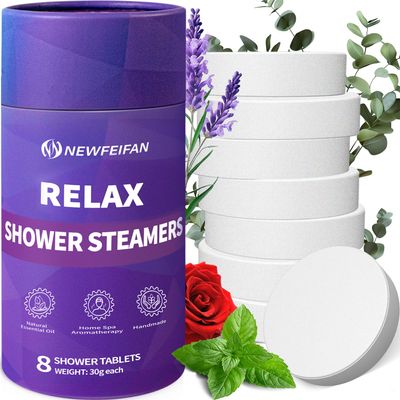 Shower Steamers Aromatherapy Christmas Stocking Stuffers for Teen Gifts, 8-Pack Shower Bombs Organic Essential Oil, Birthday Gifts for Women Her, White Elephant Gifts for Men Women